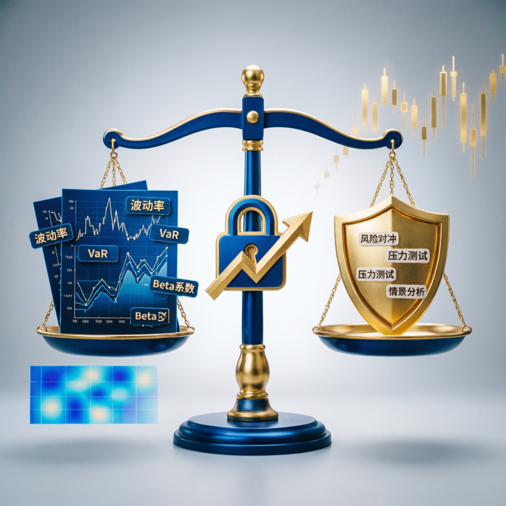 Risk management balance scale with trading charts - Topstep beginner risk management