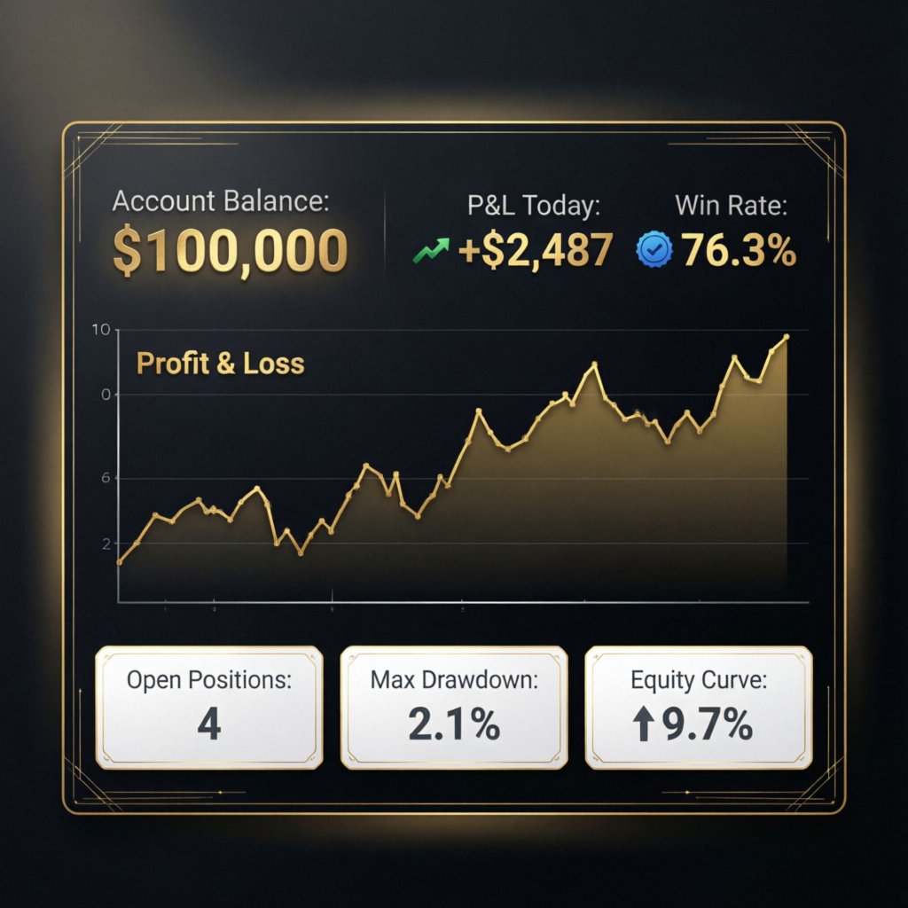 Apex 100K funded account dashboard showing profit metrics and trading performance