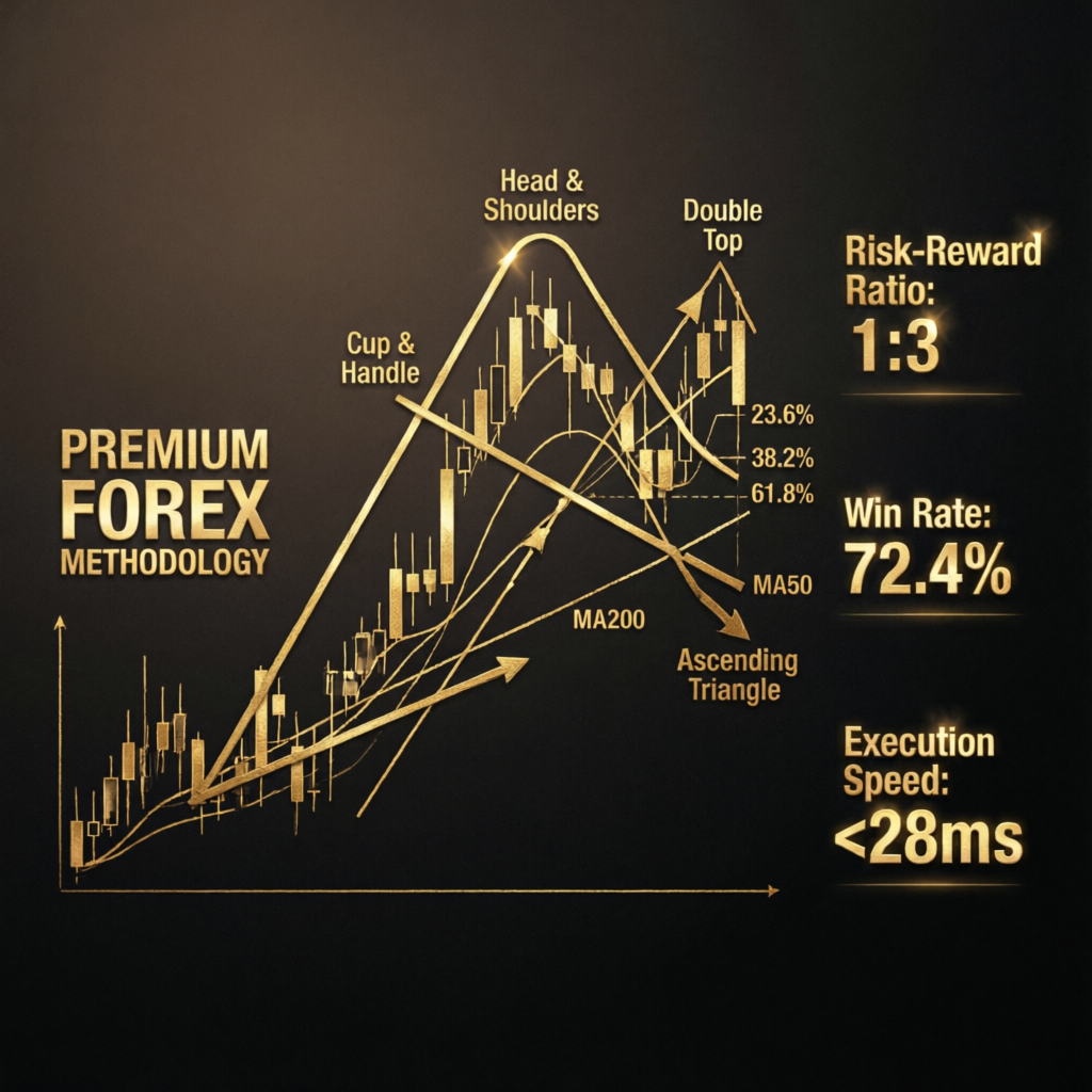 Premium forex trading methodology showing chart patterns and technical analysis