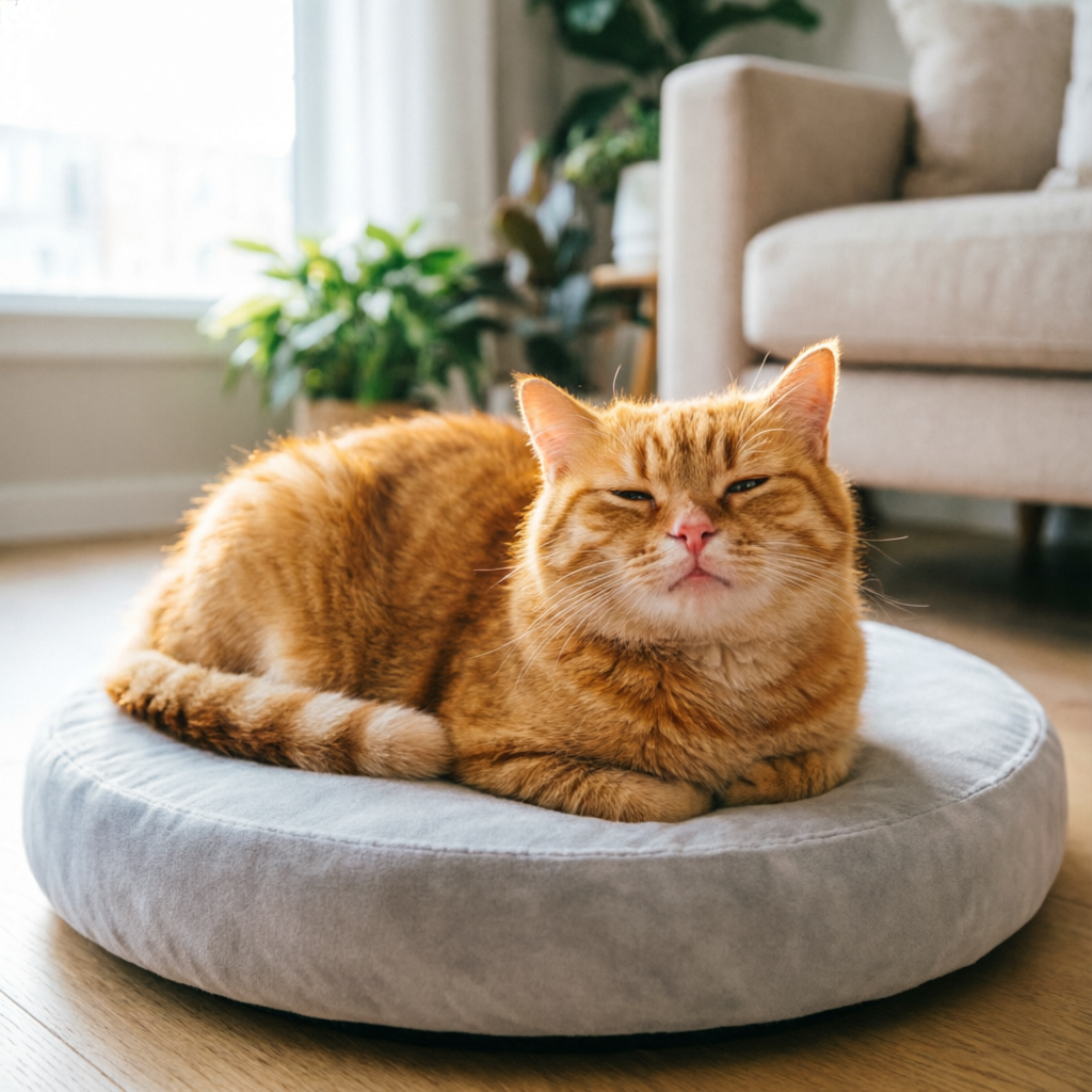 Cat in cozy bed