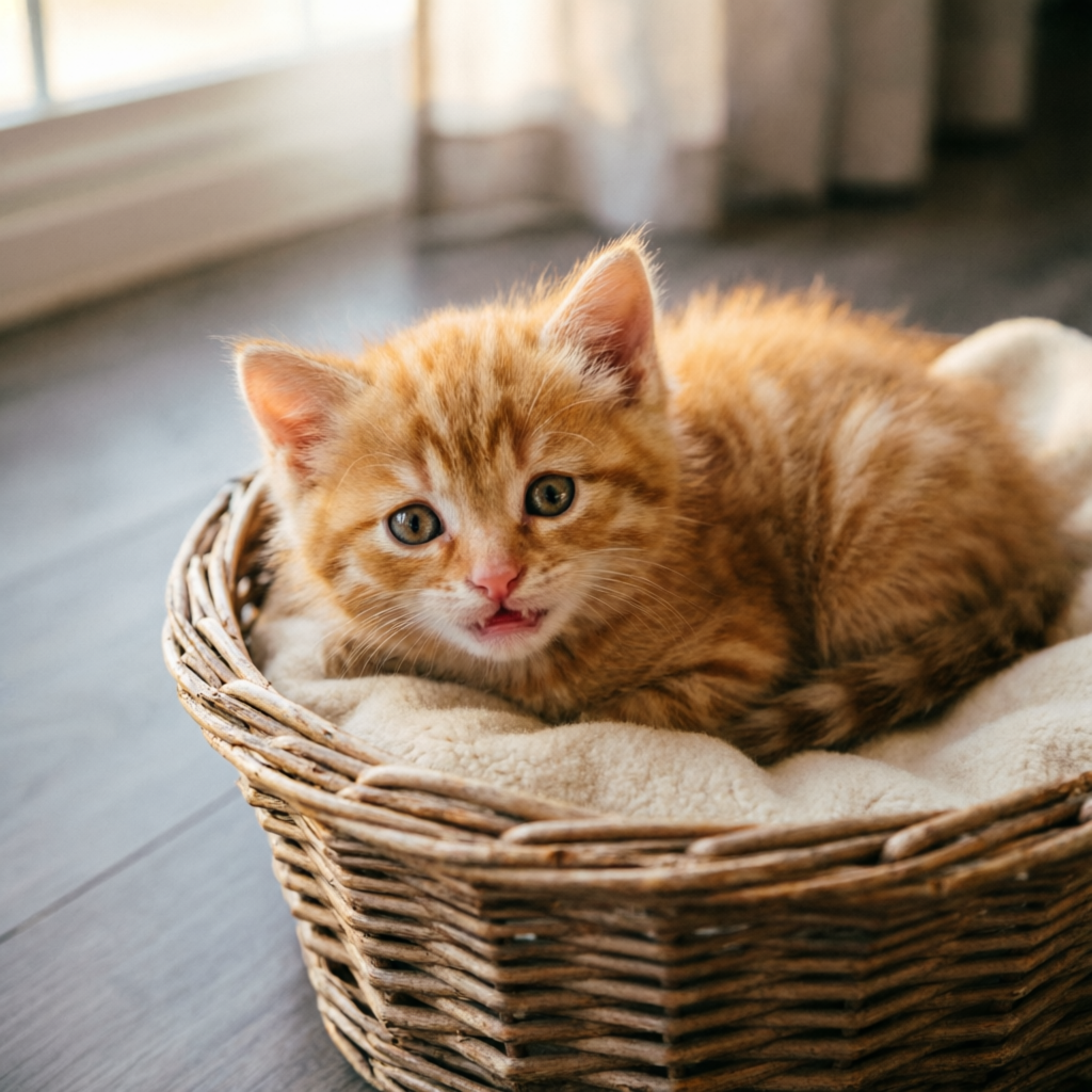 Kitten in basket