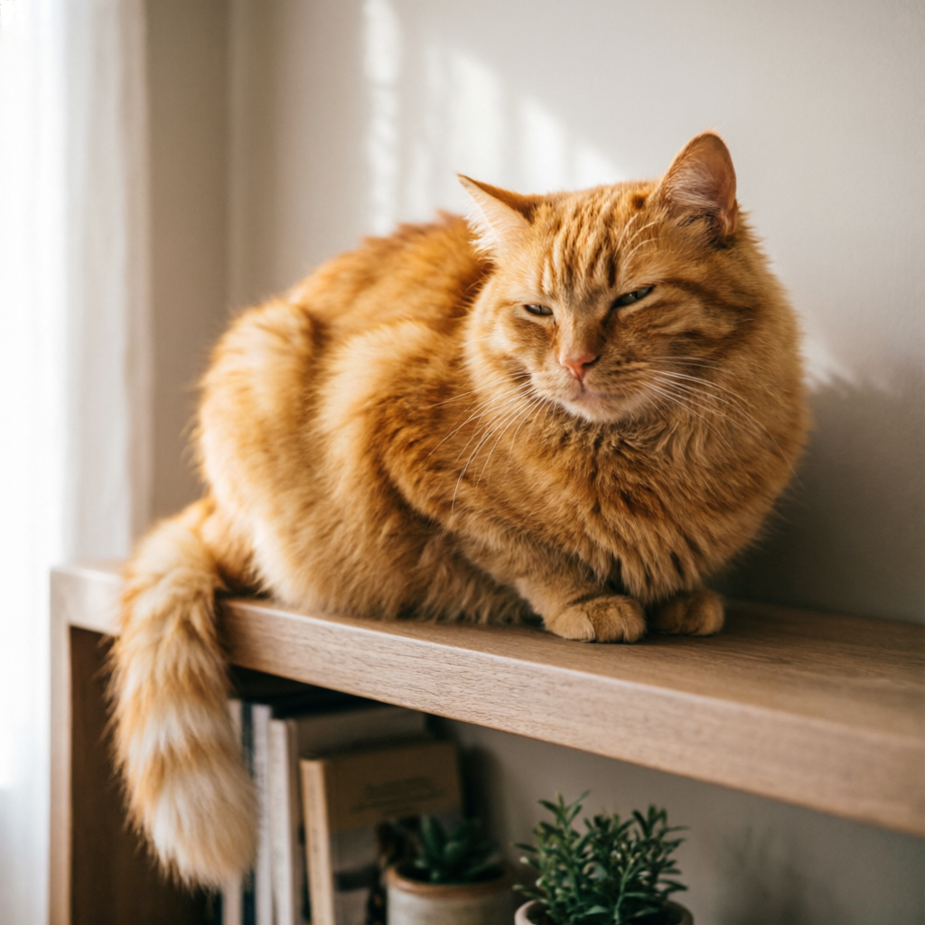 Cat on shelf