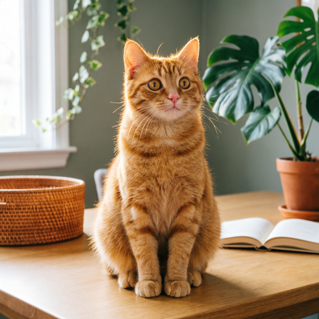 Orange cat sitting