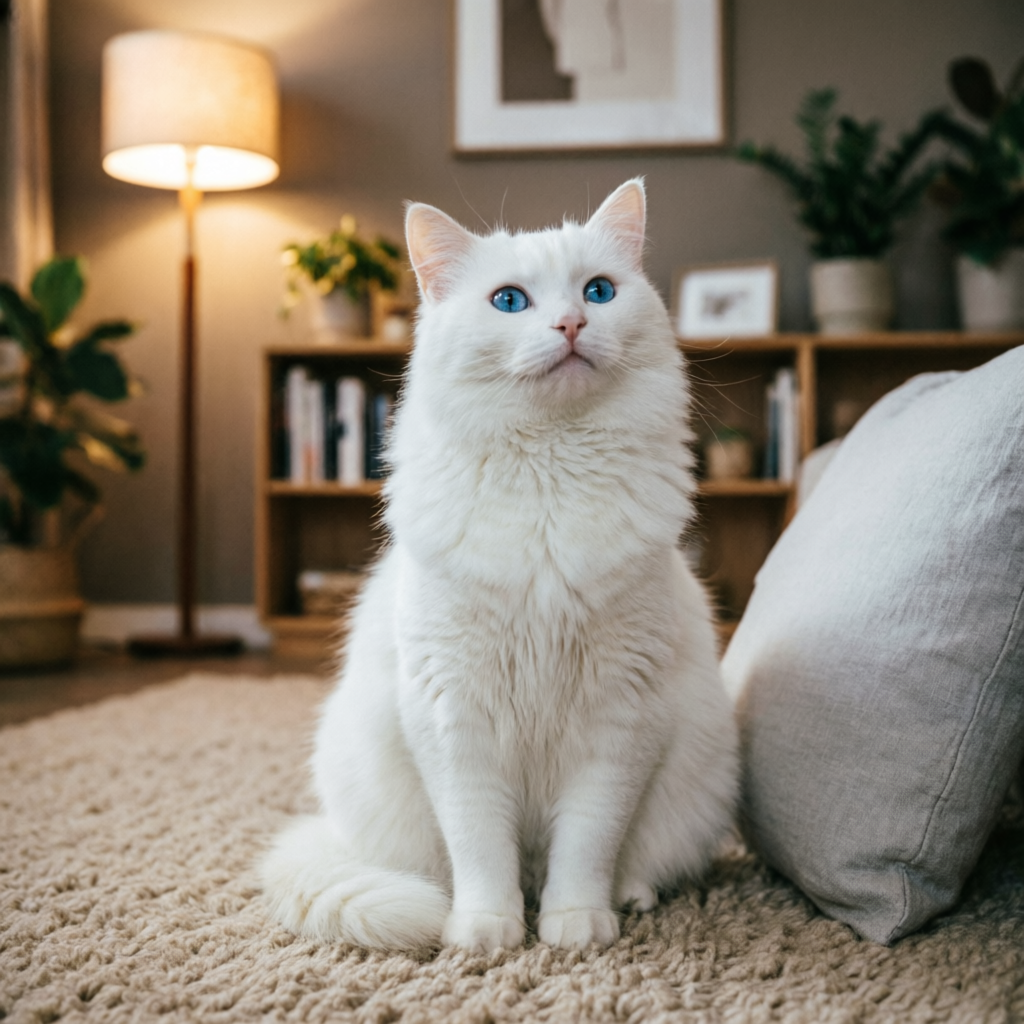 White cat close-up