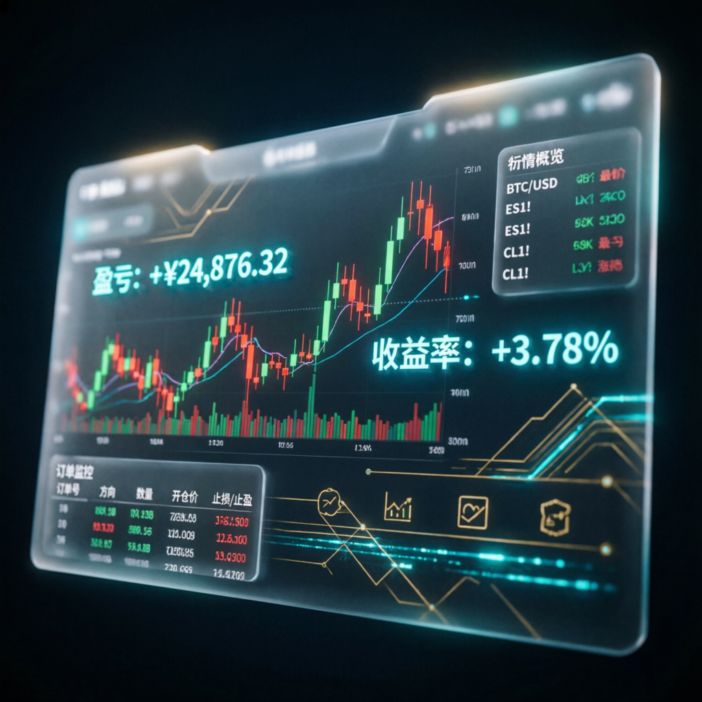 My Funded Futures trading dashboard showing live futures charts and profit metrics