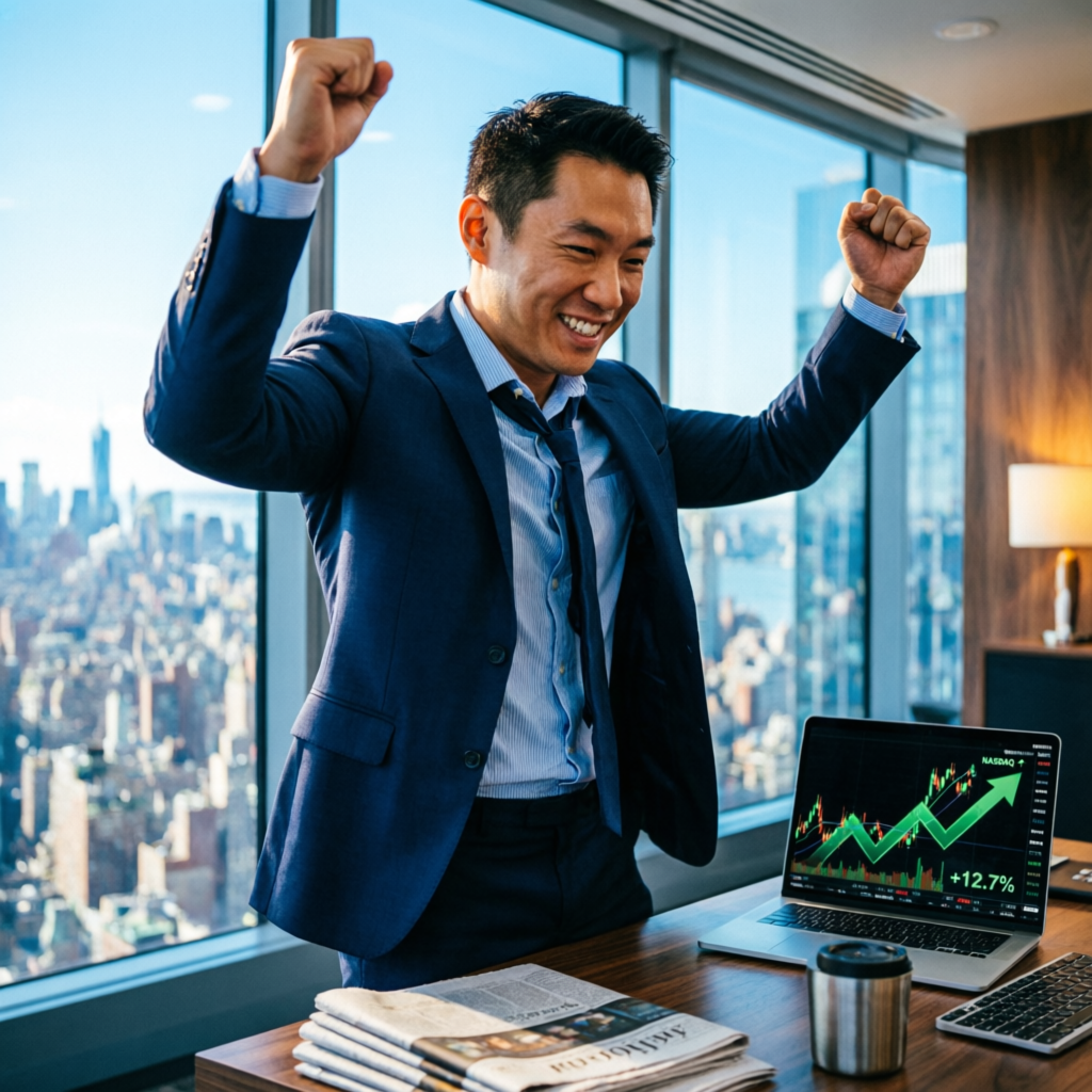 Successful trader celebrating Topstep payout profits