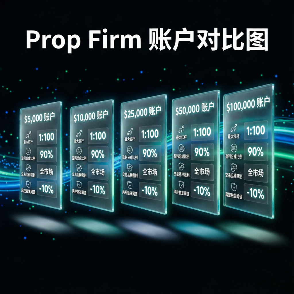 Prop firm account size comparison showing different funding levels