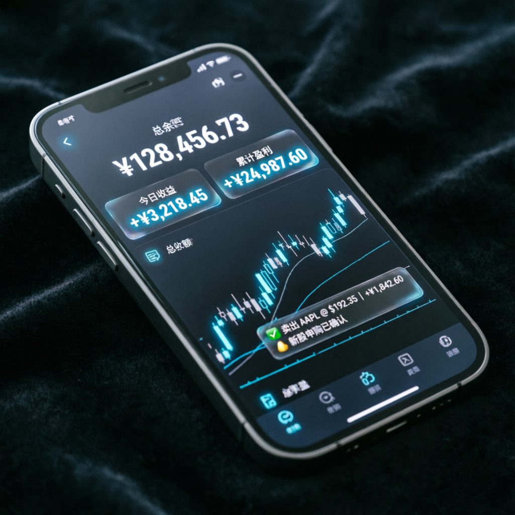Mobile trading app showing funded account profits