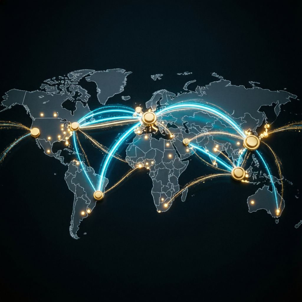 Global trading network connecting traders worldwide