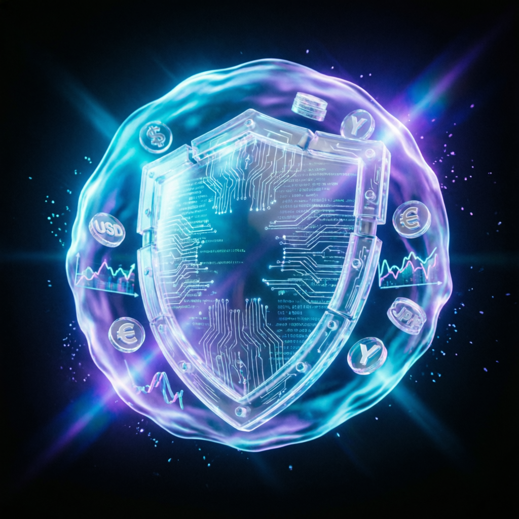 AI-powered risk management shield protecting trading capital