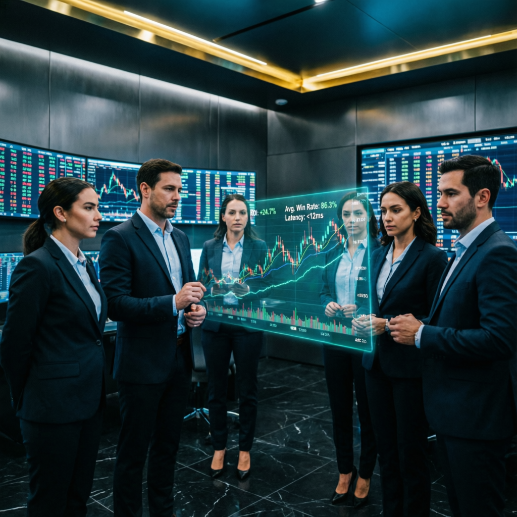 Expert trading team managing prop firm accounts