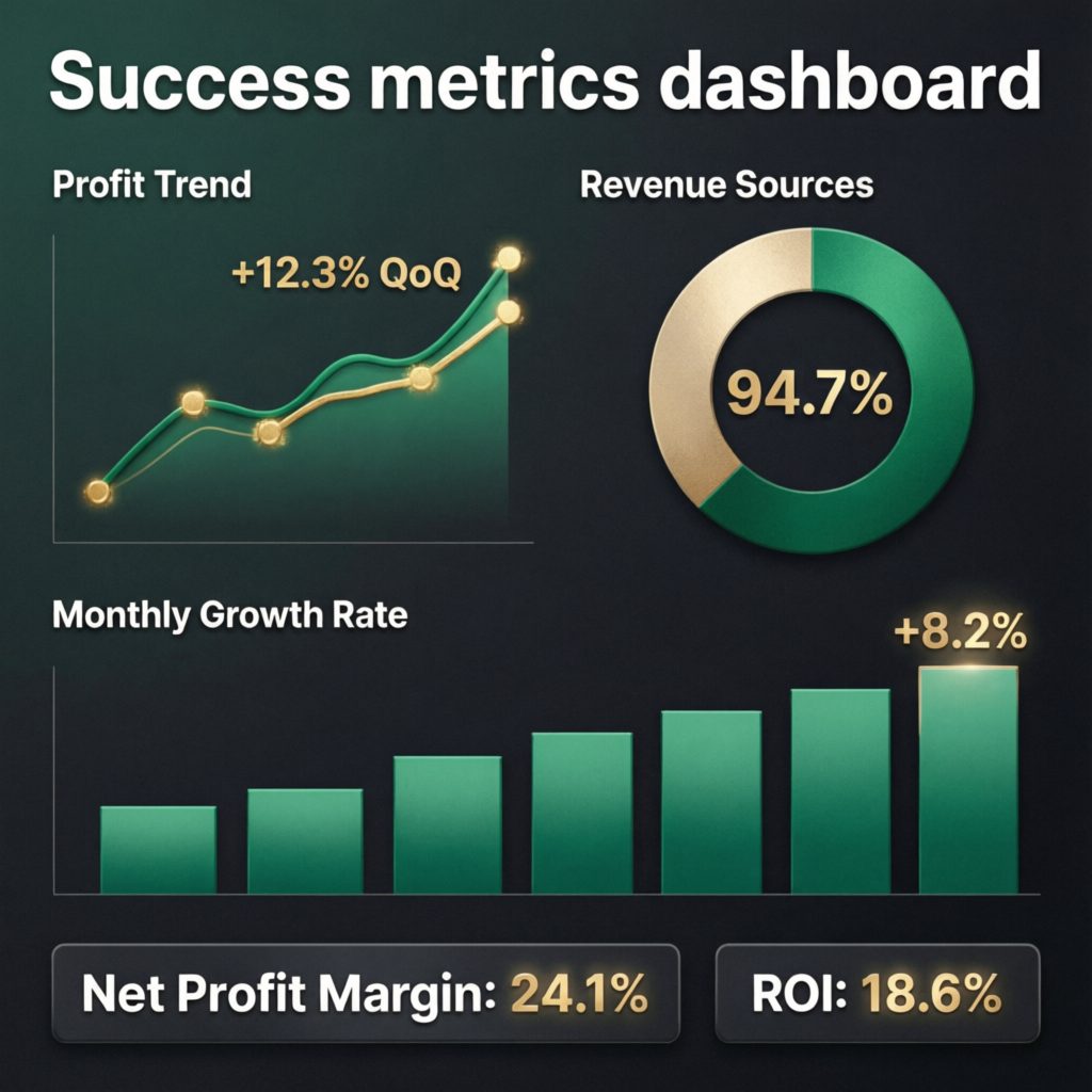 Success metrics dashboard showing prop firm passing service results