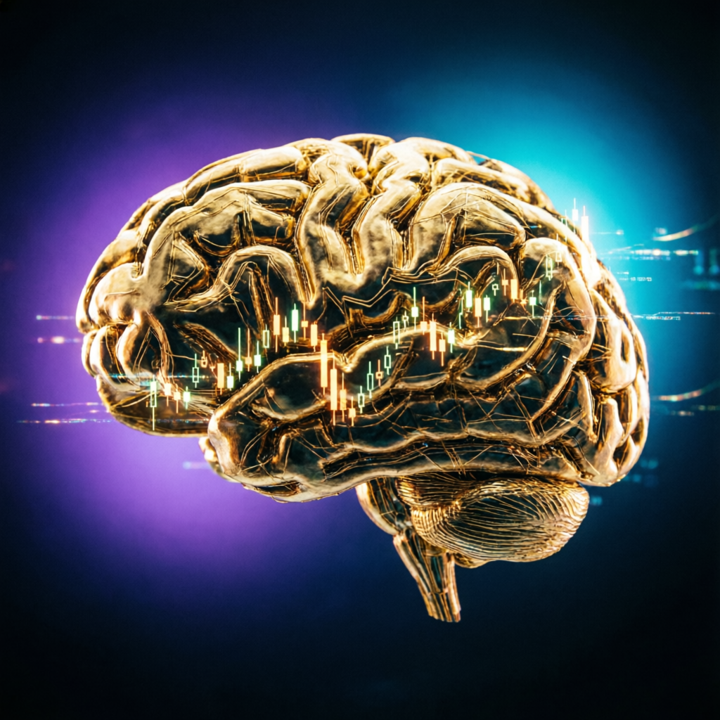 AI-powered trading brain representing Topstep prop firm technology