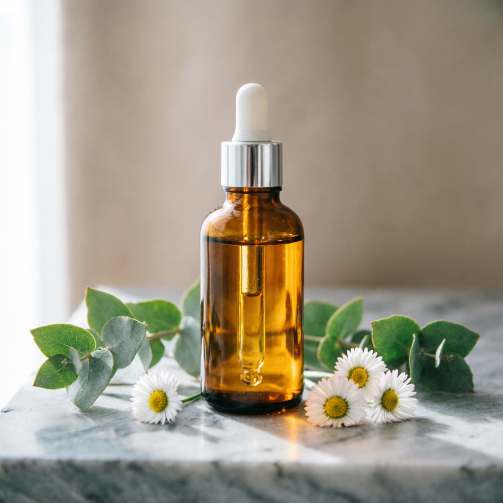 Produk serum di bawah pencahayaan terpilih