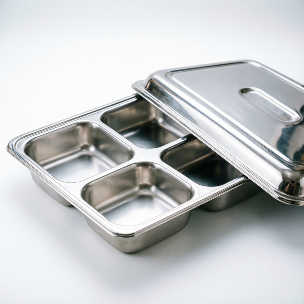CMT5 Rectangular Meal Trays - Close-up with Lid