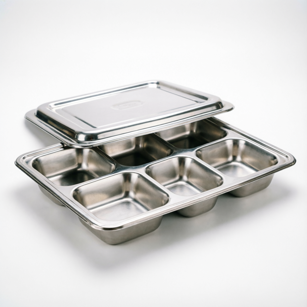 CMT5 Rectangular Meal Trays - With Lid Partially Open