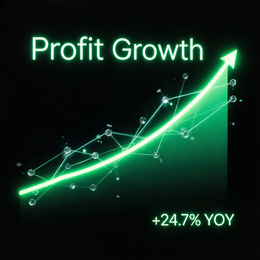 Profit growth chart visualization with upward trending line