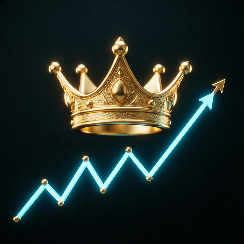 Premium prop firm branding concept with crown and trading charts