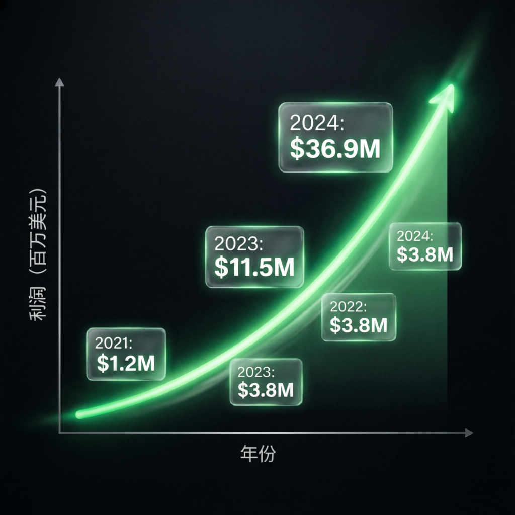 Financial growth chart showing exponential profit increase over time