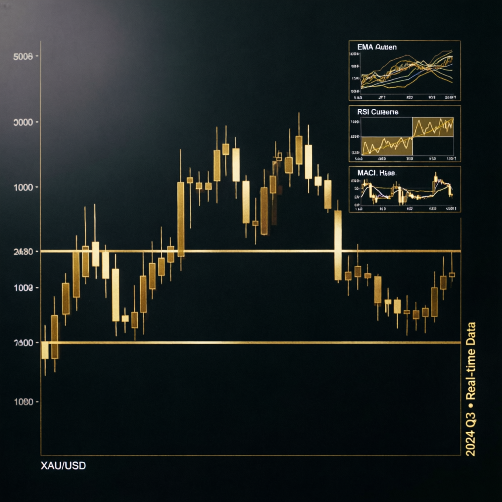 Professional forex trading chart analysis with candlesticks and technical indicators for Apex evaluation