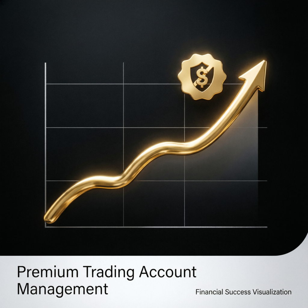 Premium trading account management with golden growth chart