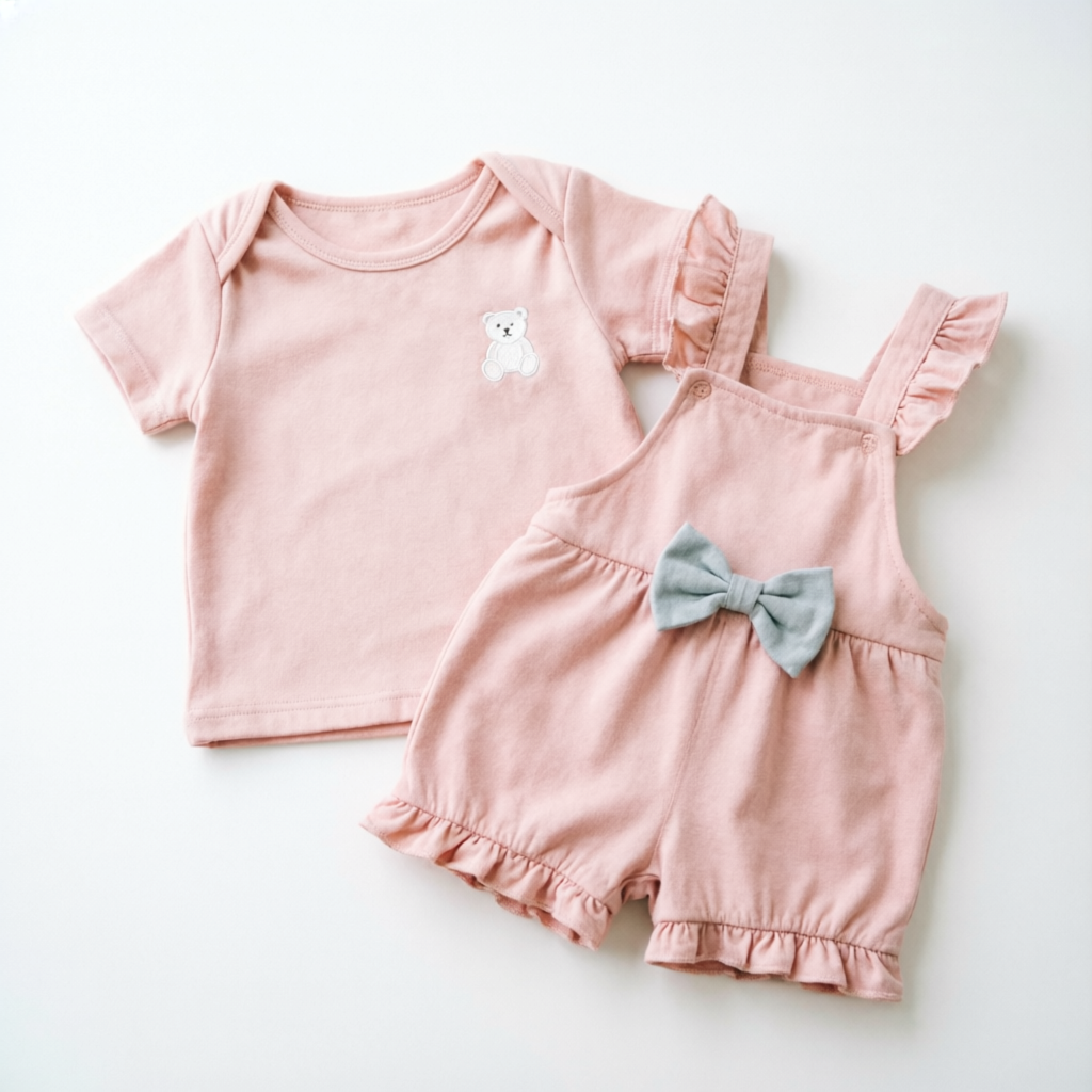 Cute toddler clothing set pink cotton daily wear