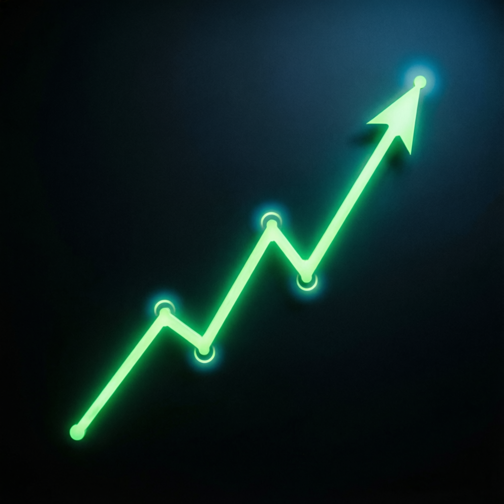 Financial growth chart showing upward trajectory for funded traders