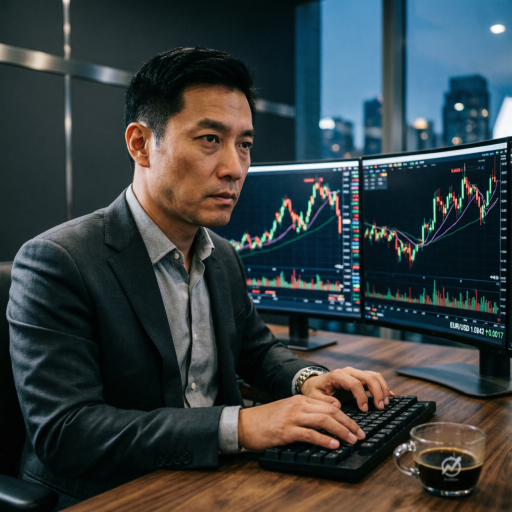 Professional Apex Trader Funding funded trader analyzing charts