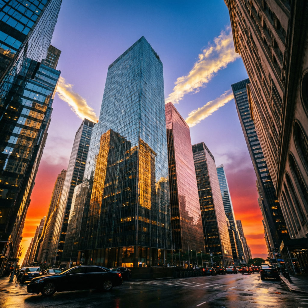 Wall Street financial district representing prop firm trading authority