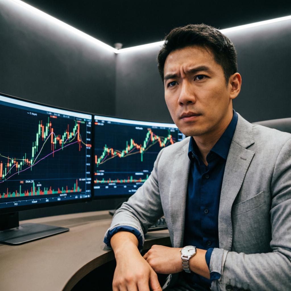 Professional forex trader analyzing swing trading charts