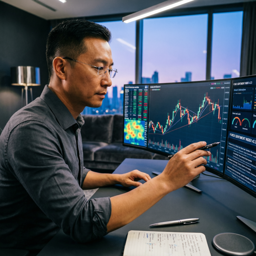 Professional forex trader analyzing charts for prop firm challenge