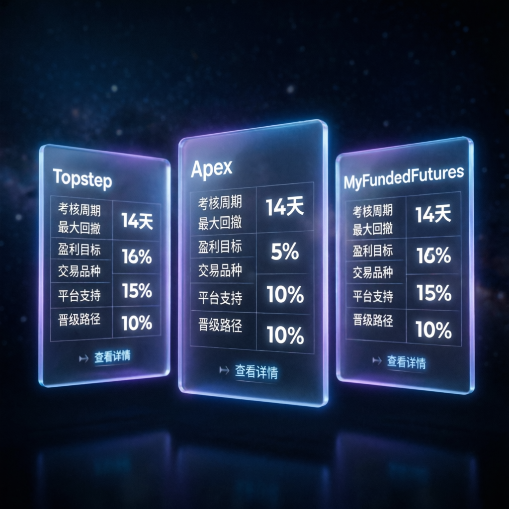 Comparison of Topstep, Apex, and MyFundedFutures prop firm features and rules