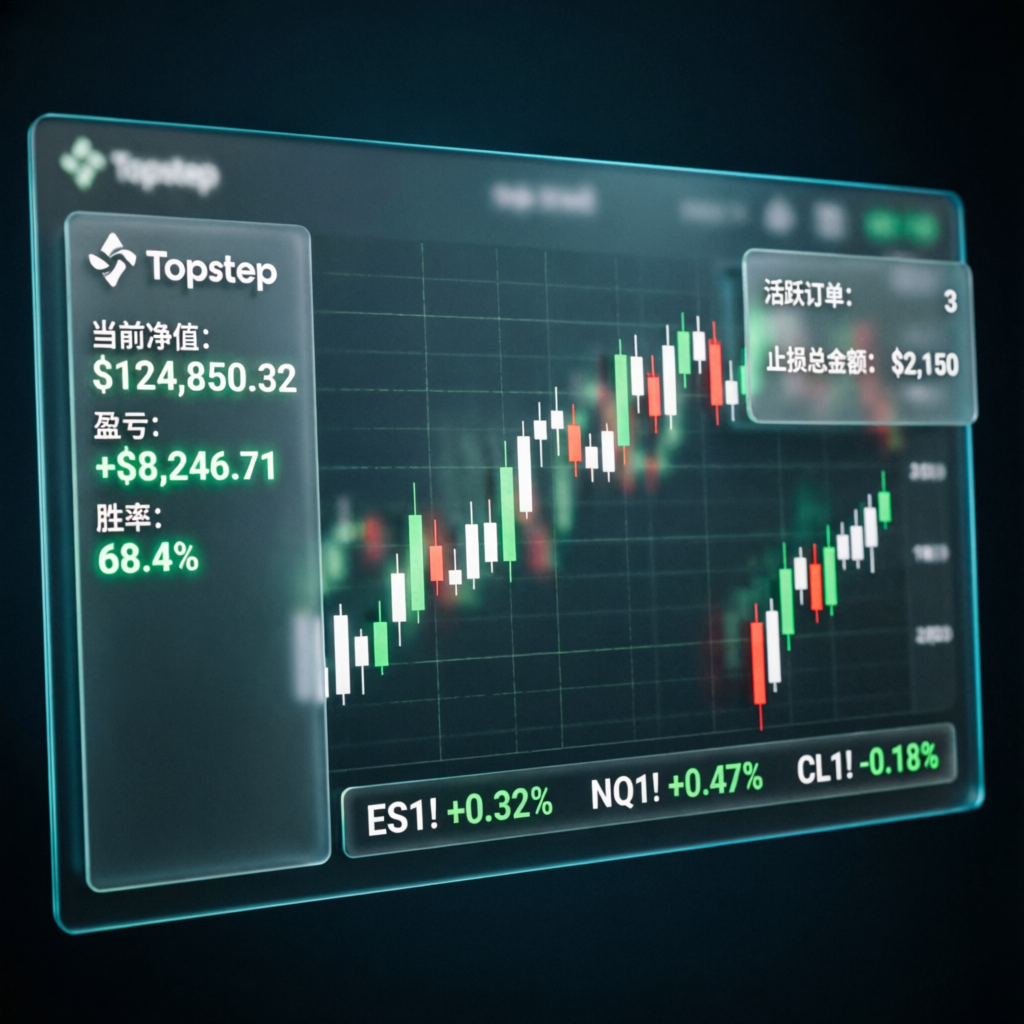 Topstep trading dashboard showing funded account performance and prop firm passing service results