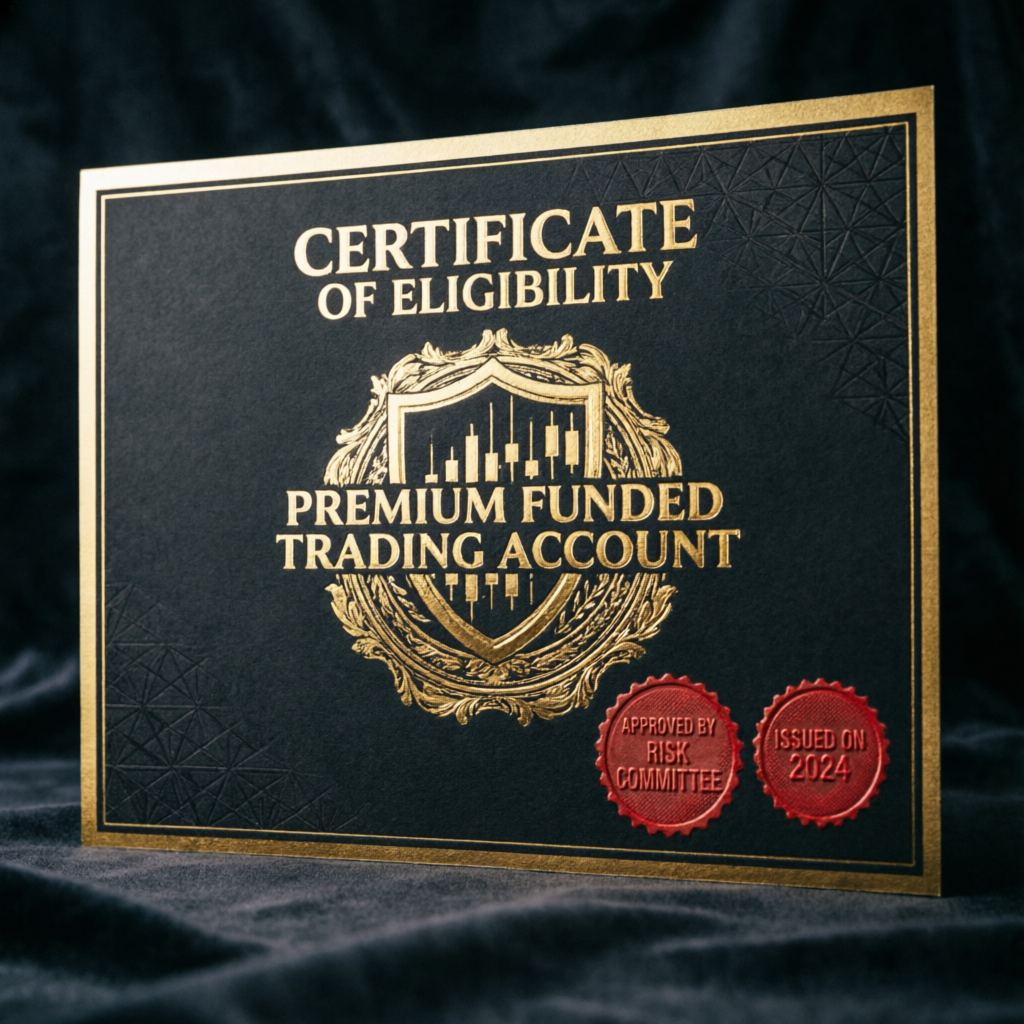 Premium funded trading account certificate showing successful Topstep challenge completion