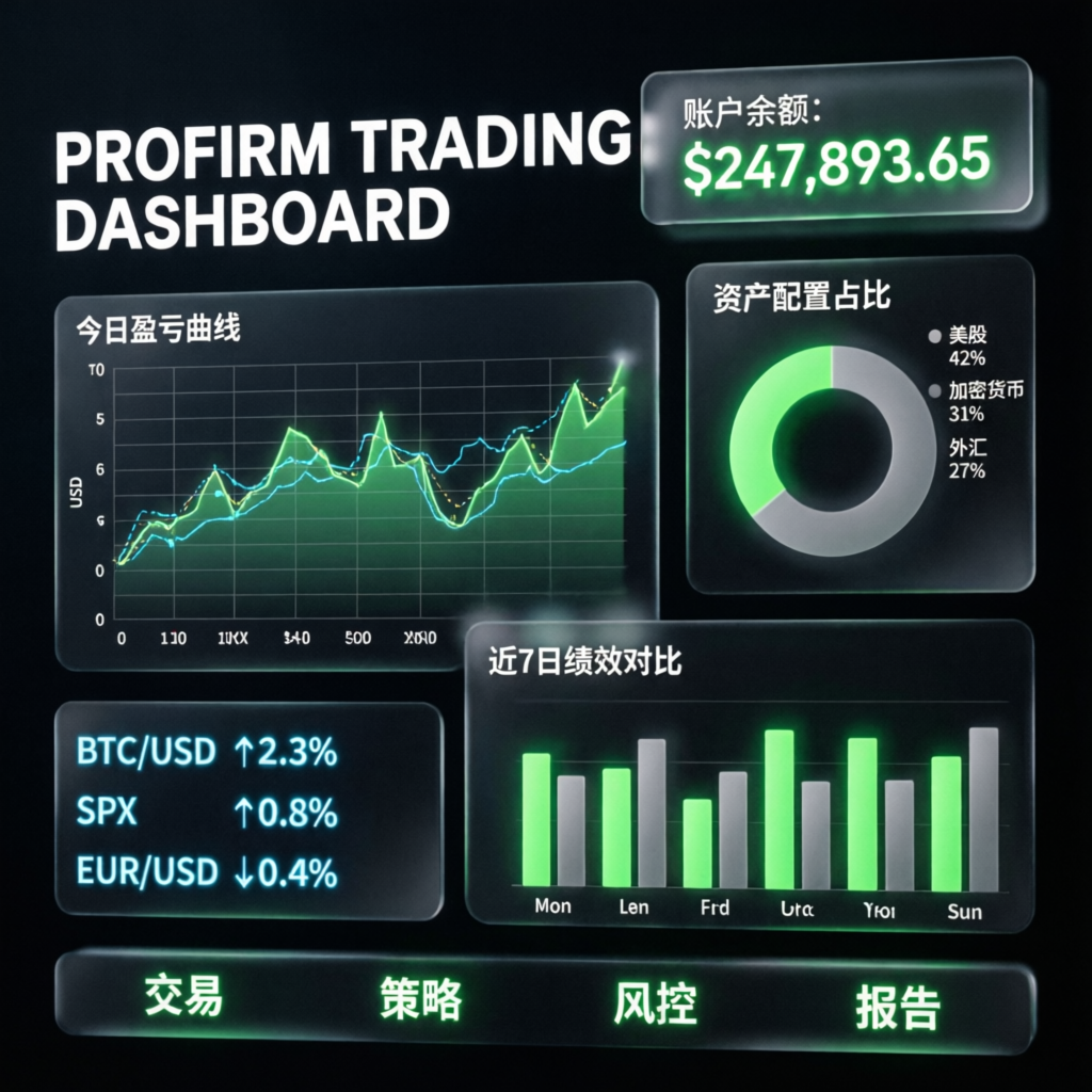 Professional prop firm trading dashboard showing Topstep success metrics