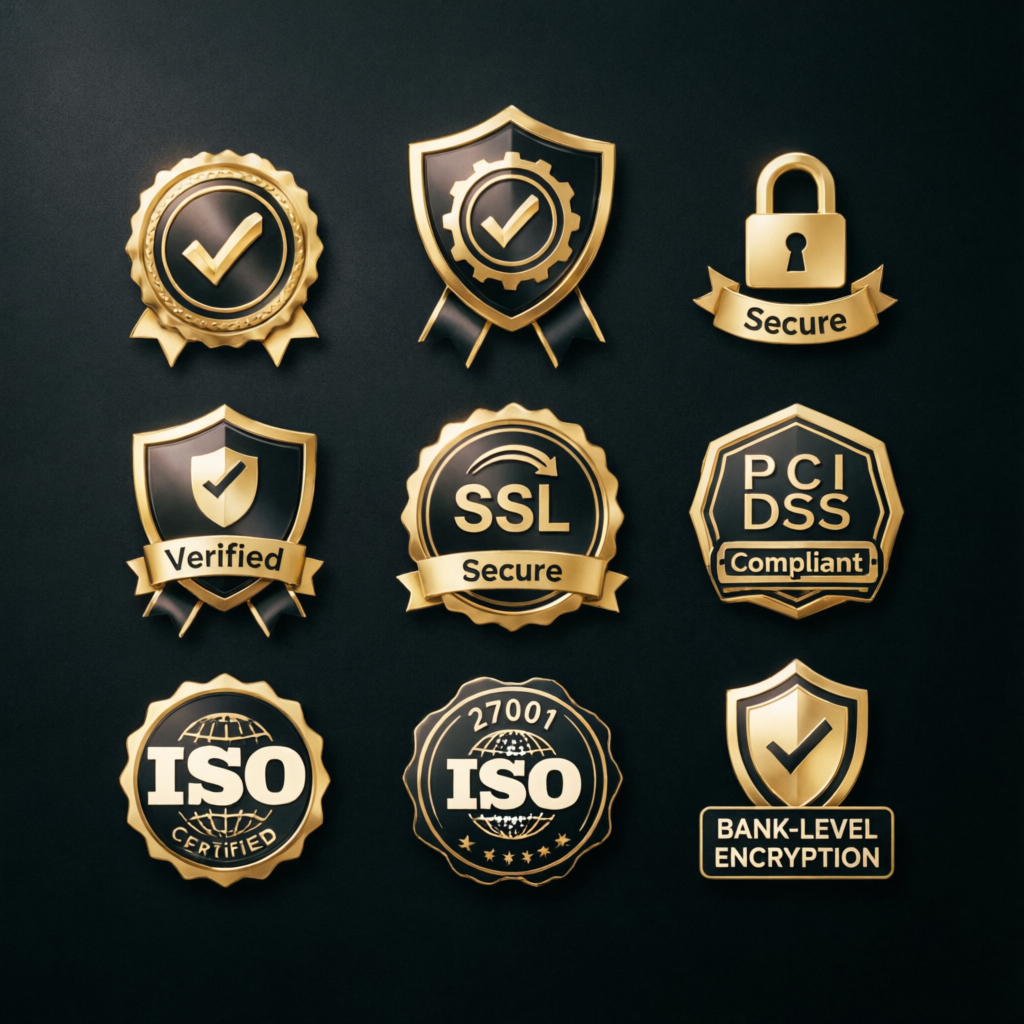 Professional trust badges and verification seals for prop firm passing service