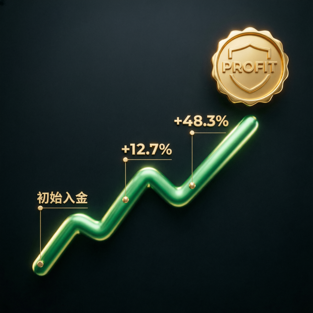Funded account profit growth chart showing consistent returns