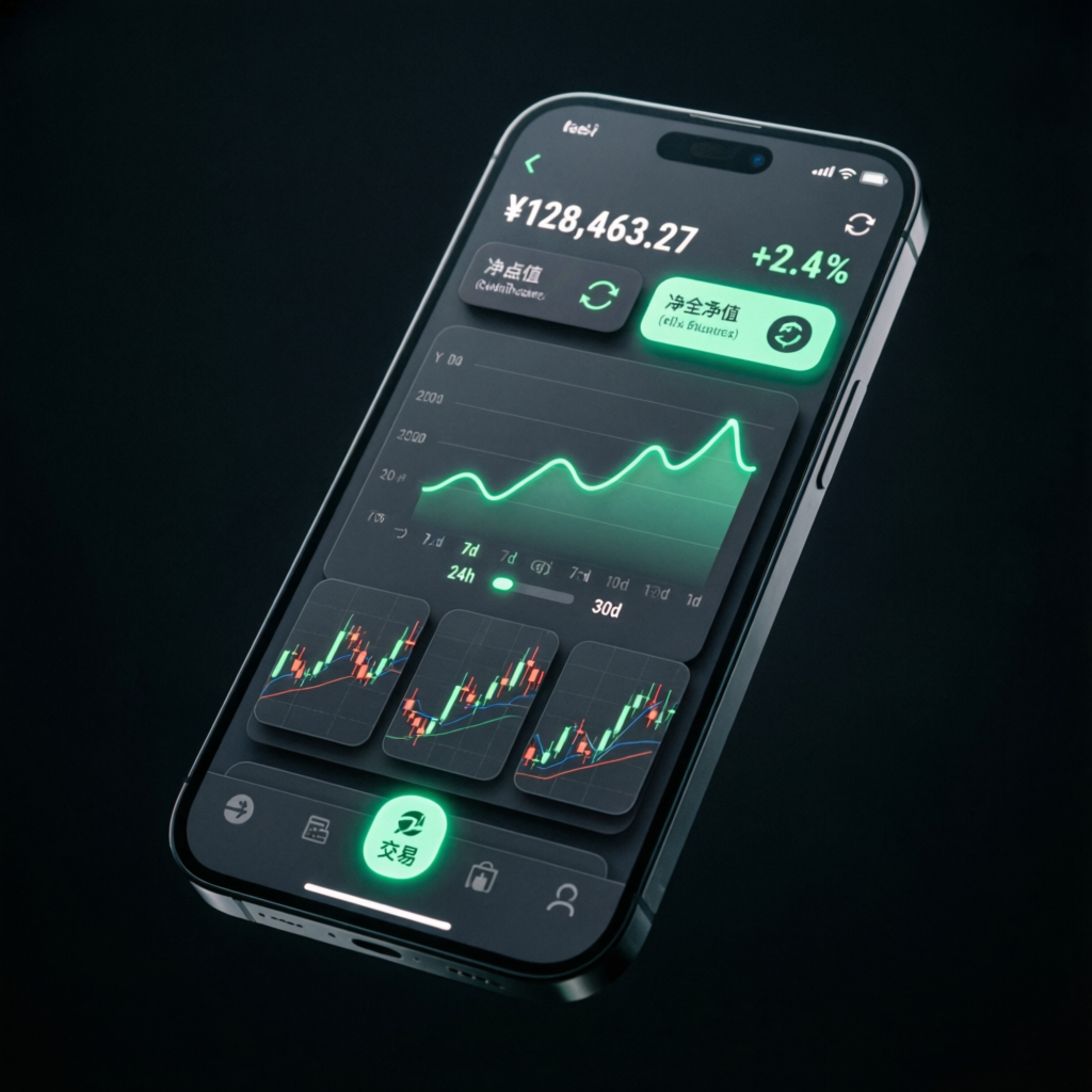 Mobile trading app interface showing futures trading dashboard