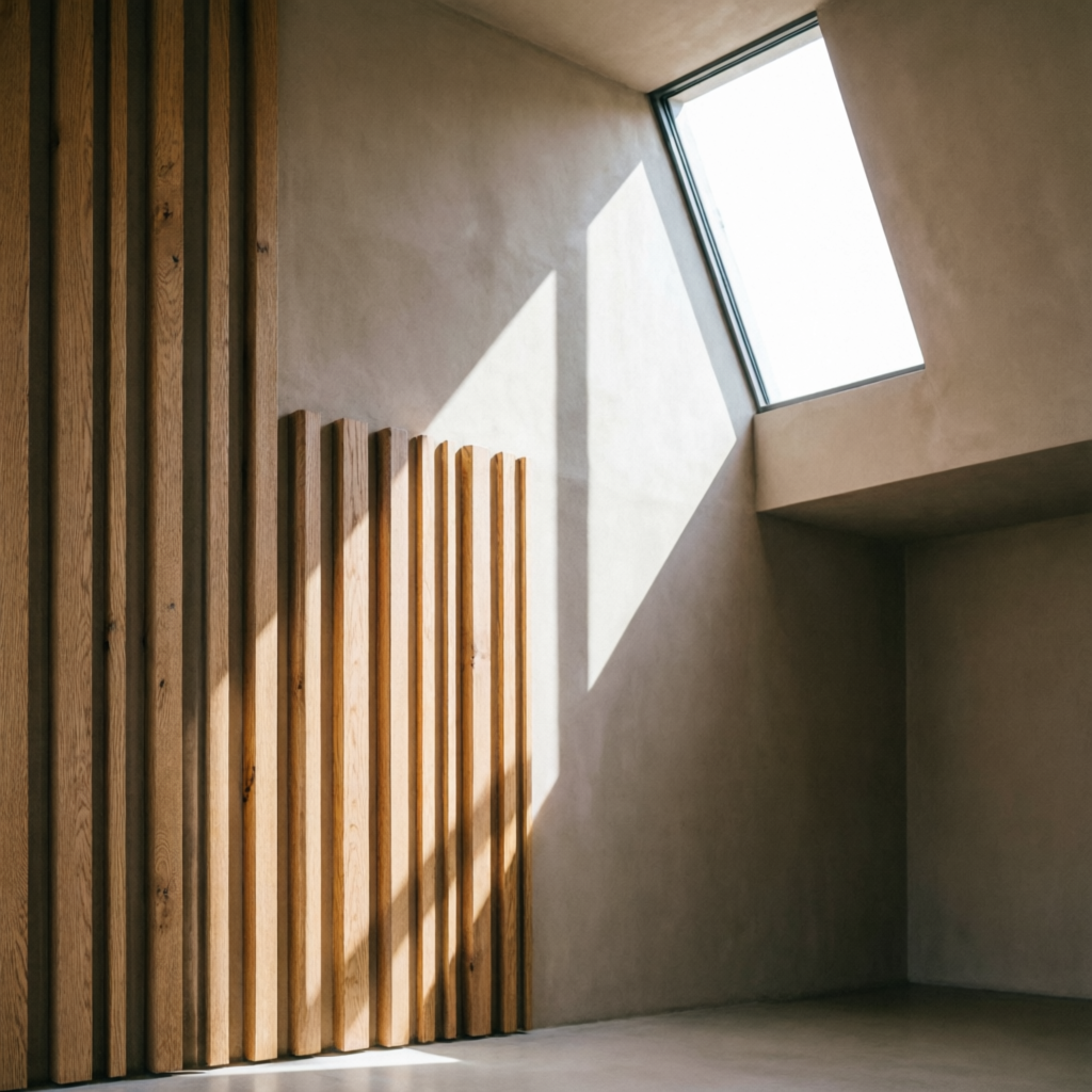 Detalhe de arquitetura minimalista com luz natural