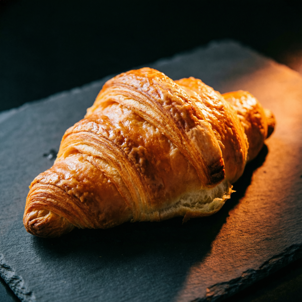 Croissant auf Schieferplatte
