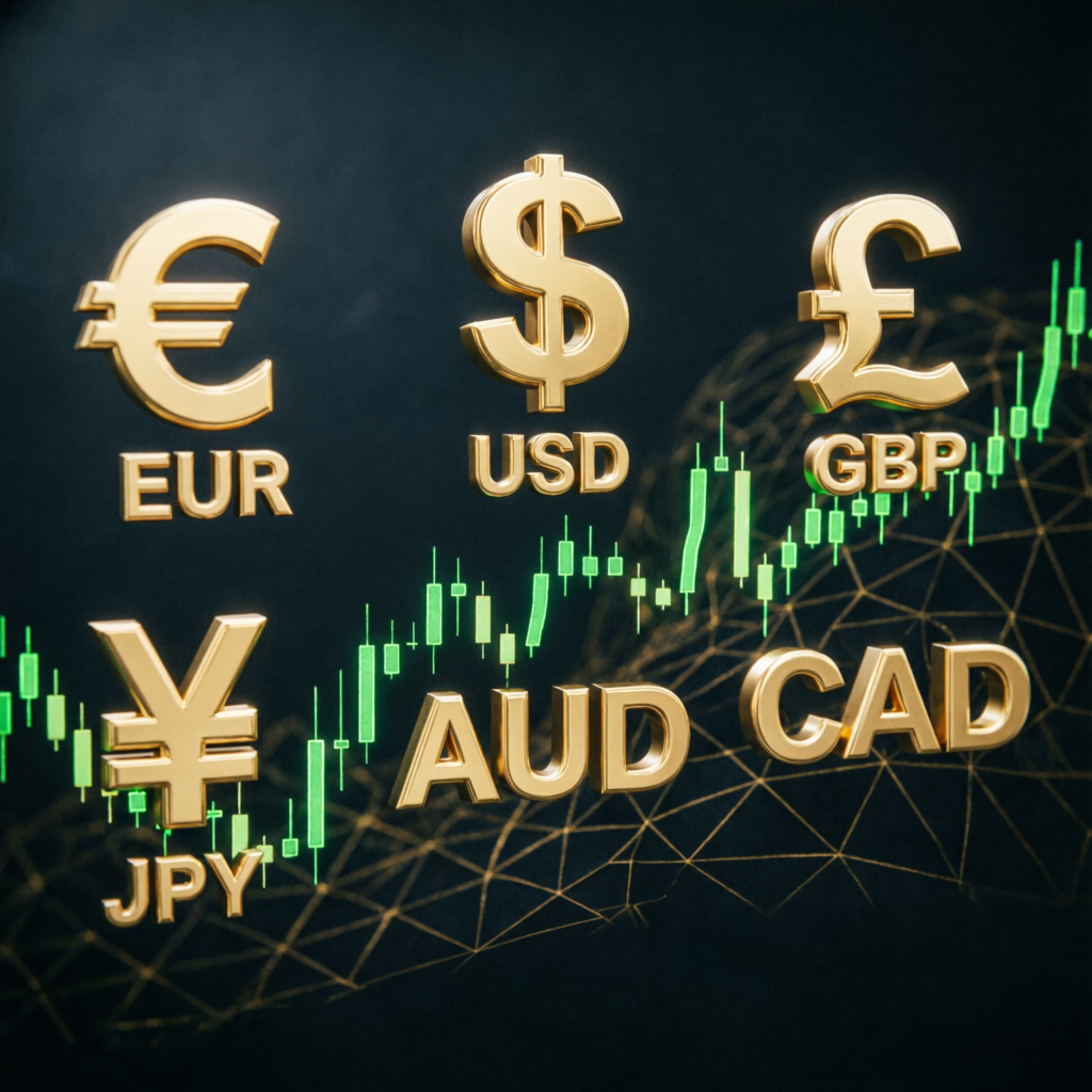 Global forex currency pairs trading with EUR USD GBP JPY AUD CAD
