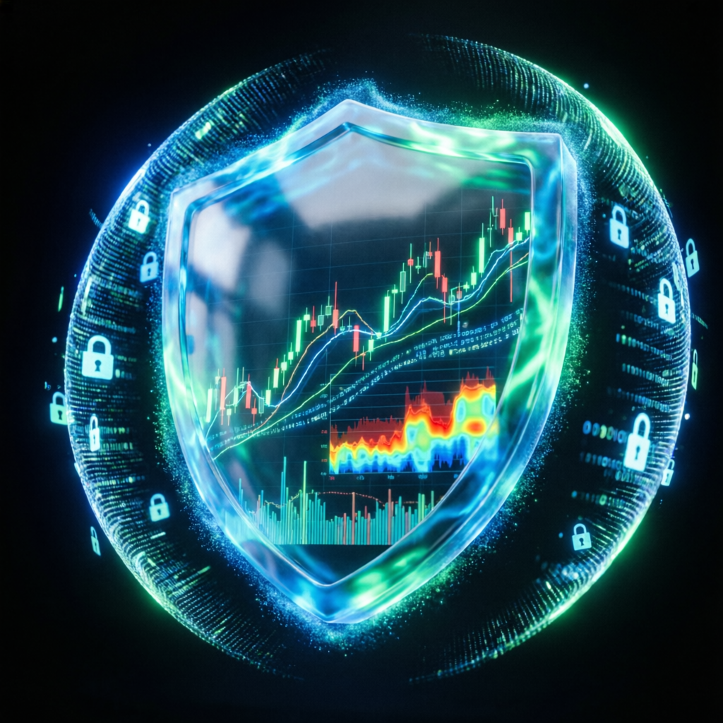 Risk management shield protecting Apex 50K trading account from drawdown