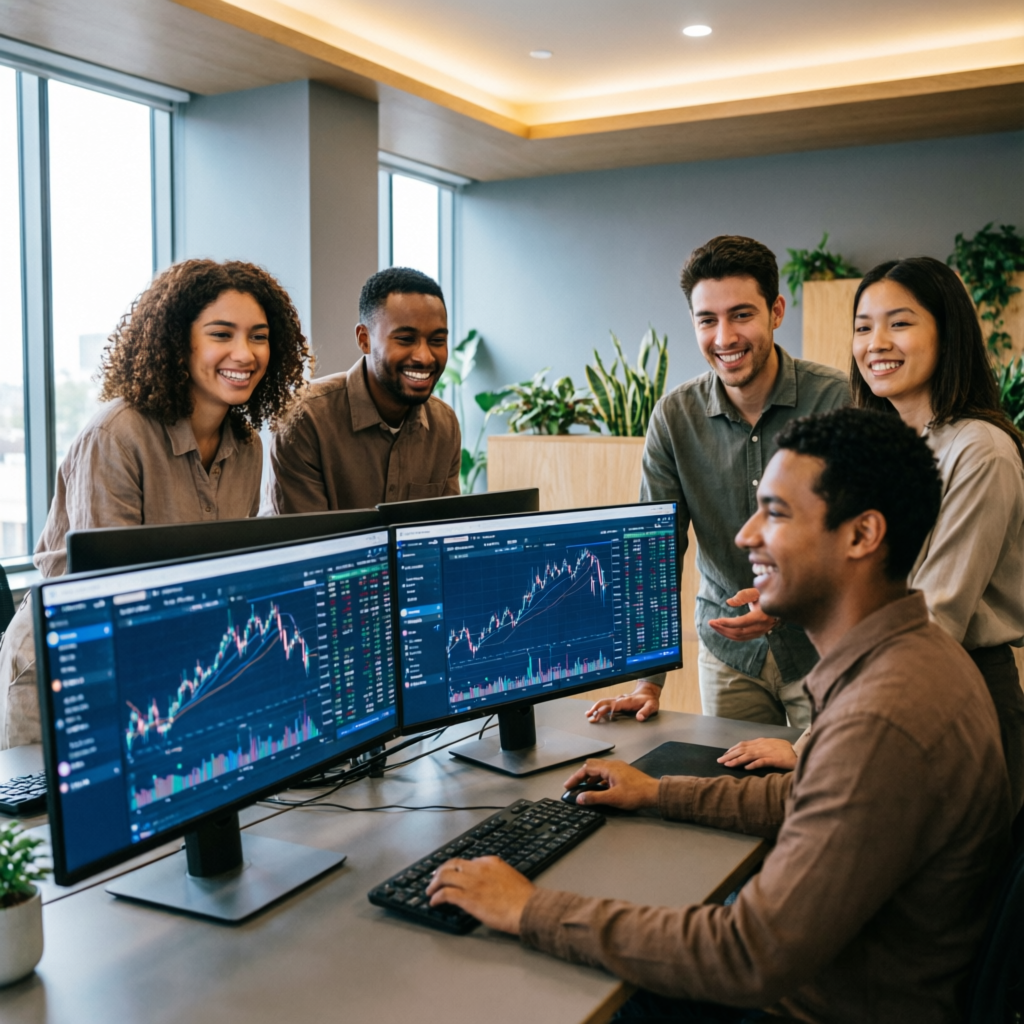 Professional prop firm support team helping traders