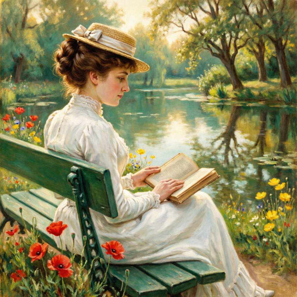 La lectrice en robe blanche