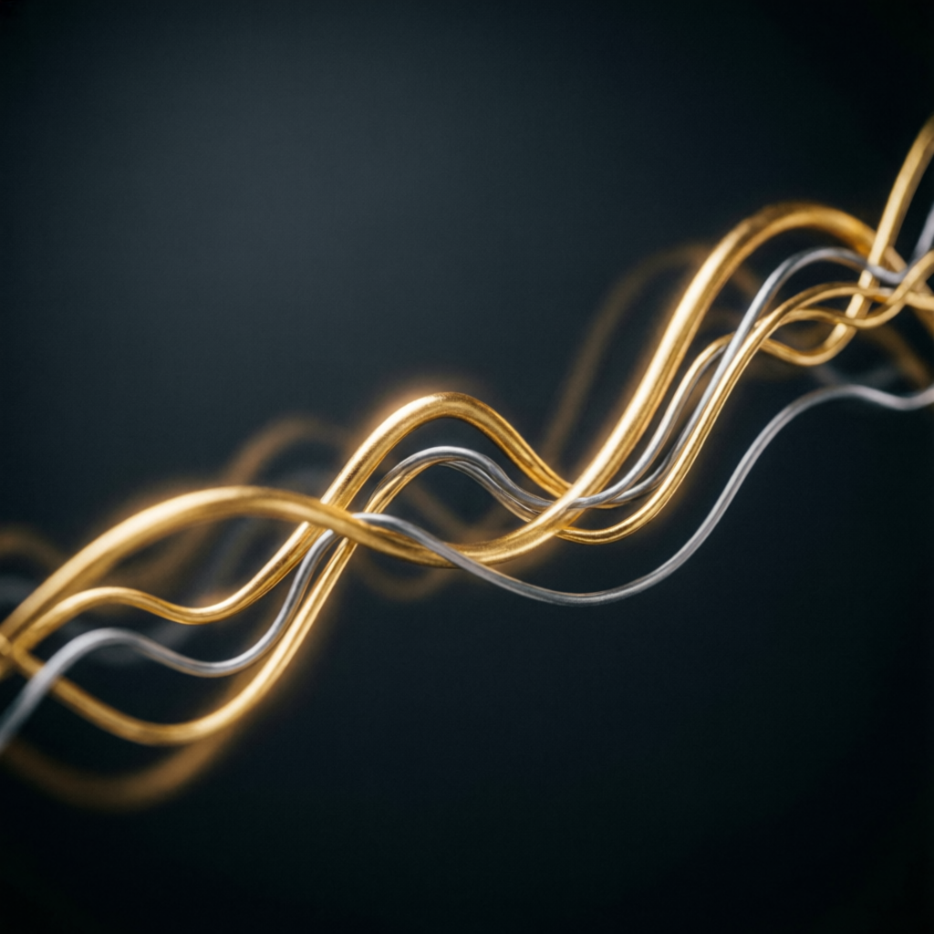 Premium financial data visualization showing golden trading chart lines