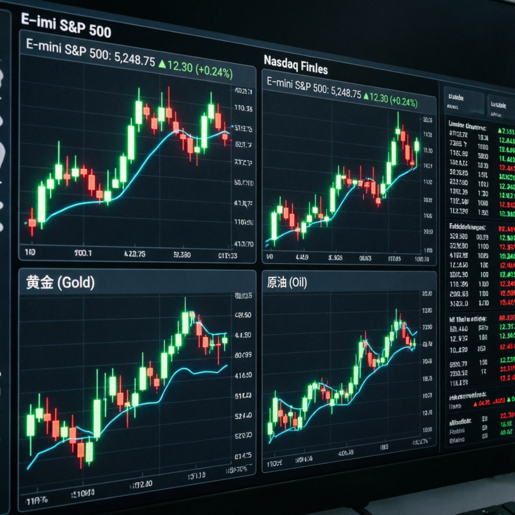 Futures market data visualization with multiple charts