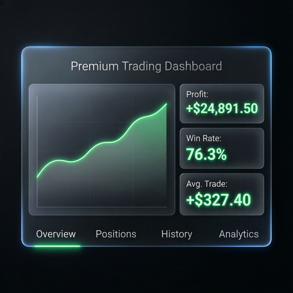 Premium Trading Dashboard showing profit statistics
