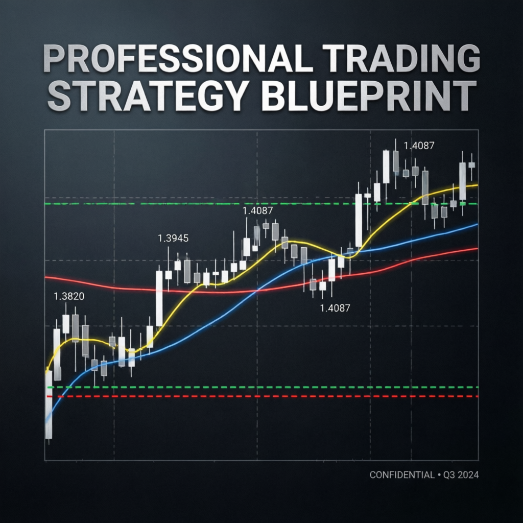 Professional trading strategy blueprint with technical analysis