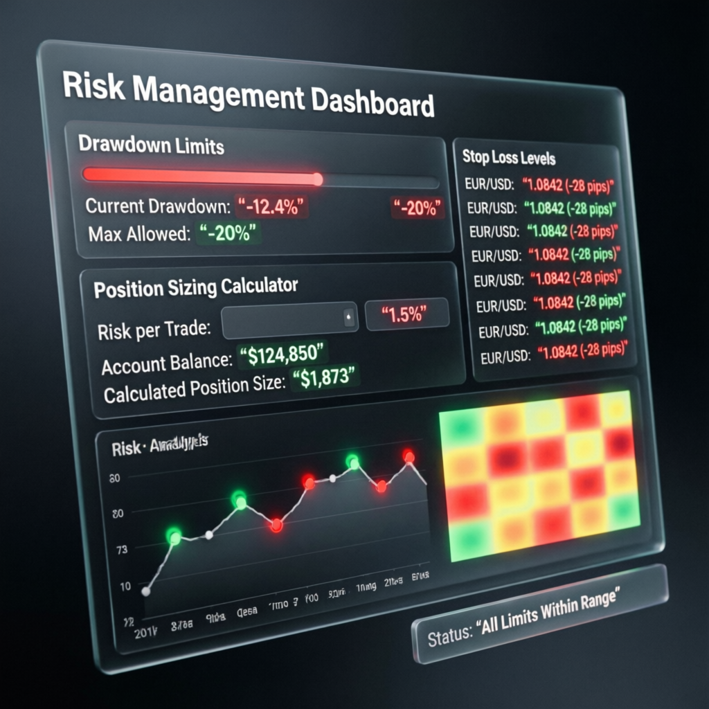 Risk management dashboard with drawdown limits