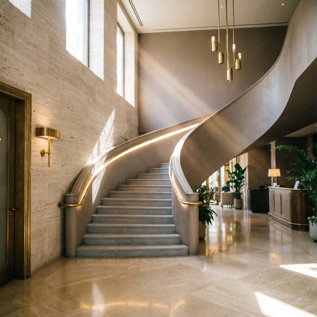 Boutique hotel lobby interior